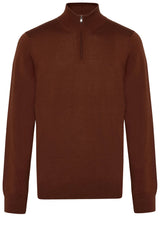 Pullover & Strickjacken HUGO BOSS BLACK Strickpullover Ebenji mit Troyer-Kragen Braun (212)