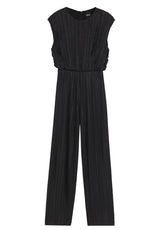 Kleider HUGO BOSS BLACK Jumpsuit Etracee aus Plissee-Jersey Schwarz (001)