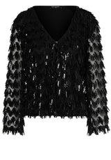 Jacken & Mäntel ANA ALCAZAR Kurze Jacke mit Paillettenfransen Schwarz (001)