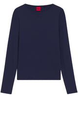 Jersey HUGO Langarmshirt Dasiia mit Logo-Print Blau (420)