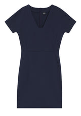 Kleider HUGO BOSS BLACK Kleid Eduvis mit Paspelierung an der Taille Blau (404)