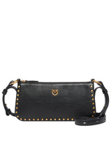 Taschen Pinko Kleine Umhängetasche aus New-Biker-Leder mit Mini-Nieten Schwarz (NERO-ANTIQUE GOLD) ONESIZE