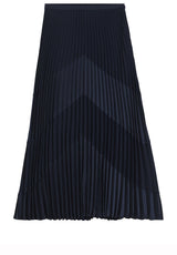 Produktbild 1 von HUGO BOSS BLACK Plissee-Rock Vennyta mit Chevron-Muster in Blau.