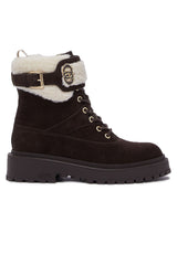 Schuhe LIU.JO Schnürboots aus Leder und Teddy Braun (COW SUEDE FUR MOKA)