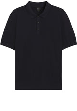 Produktbild 1 von HUGO BOSS BLACK Strick-Poloshirt Lurazio mit Knopfleiste in Blau.