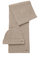 Schals & Tücher HUGO BOSS BLACK Schal und Mütze Set Florido aus Schurwolle Beige (240) ONESIZE