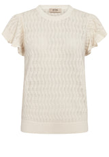 Jersey MOS MOSH T-Shirt mit feinem Strickmuster Off-White (180)
