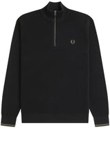 Produktbild 1 von FRED PERRY Pullover aus Waffelstrick mit Reißverschluss in Schwarz.