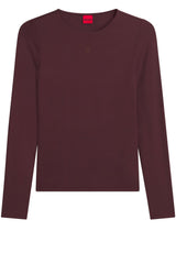 Jersey HUGO Langarmshirt Dasiia mit Logo-Print Braun (914)