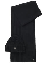 Schals & Tücher HUGO Schal und Mütze Set Zasgo mit Metall-Logo Schwarz (001) ONESIZE