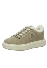 Schuhe BLAUER USA Sneaker mit Strass-Logo und Kusnntfell Beige (BEIGE)