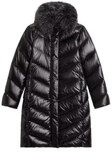 Jacken & Mäntel WOOLRICH Daunenmantel aus glänzendem Nylon mit abnehmbarem Pelz Schwarz (100)