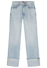 Jeans HUGO Straight-Fit Jeans Gilissi mit umgeschlagenem Hosensaum Blau (445)