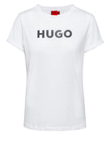 Jersey HUGO T-Shirt mit Logo-Print Weiß (100)
