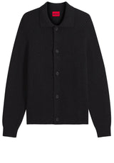 Pullover & Strickjacken HUGO Strickjacke Sardeep mit Hemdkragen Schwarz (001)