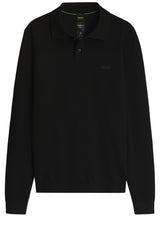 Produktbild 1 von HUGO BOSS GREEN Strick-Poloshirt Momentum mit langen Ärmeln in Schwarz.