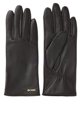 Handschuhe HUGO BOSS BLACK Lederhandschuhe Gueen mit Logo-Plakette Braun (210)