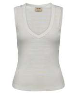 Jersey MOS MOSH Top Elle mit Streifen Off-White (180)
