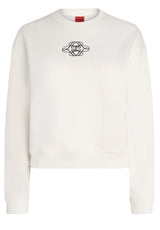 Sweat HUGO Sweatshirt Daxandria mit Logo-Stickerei Cremefarben (127)