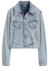 Produktbild 1 von HUGO BOSS ORANGE Jeansjacke Trucker mit Marmorwaschung in Blau.