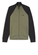 Sweat HUGO BOSS GREEN Sweatjacke SW_Join Skazmit kontrastfarbenen Paspeln Oliv (257)