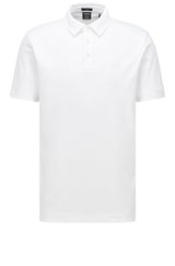 Jersey HUGO BOSS BLACK Poloshirt Palosh aus Interlock-Baumwolle Weiß (100)